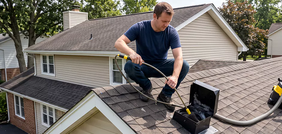 Multi-Story Roof Dryer Vent Cleaning in Longview
